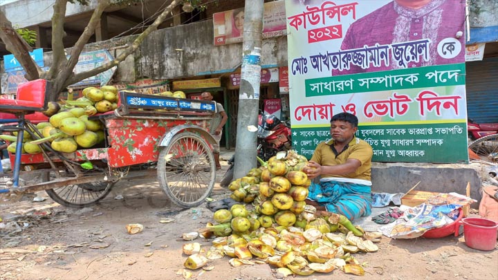 প্রচন্ড গরমে তালের শাঁসে স্বস্তি হিলিবাসীর